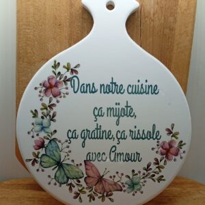 Dessous de plat rond "Ça rissole avec amour"