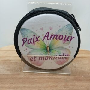 Porte-monnaie "Paix, amour et monnaie"